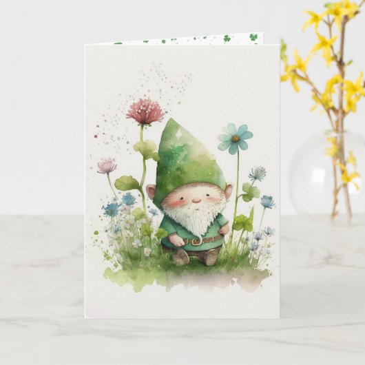 St. Patrick's Day Green Leprechaun Karte (Gelbe Blume)