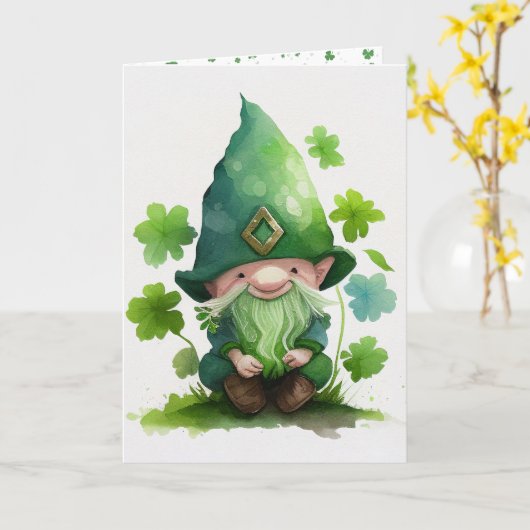 St. Patrick's Day Green Leprechaun Karte (Gelbe Blume)