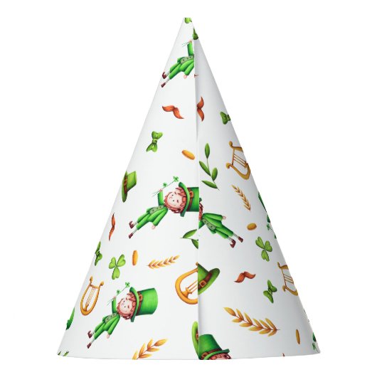 St. Patrick's Day Green Leprechaun Muster irisch Partyhütchen (Rückseite)