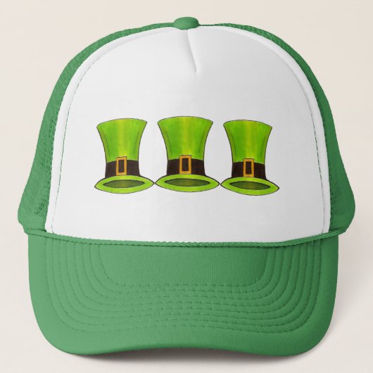 St. Patrick's Day Green Leprechaun Tophat Truckerkappe (Vorderseite)