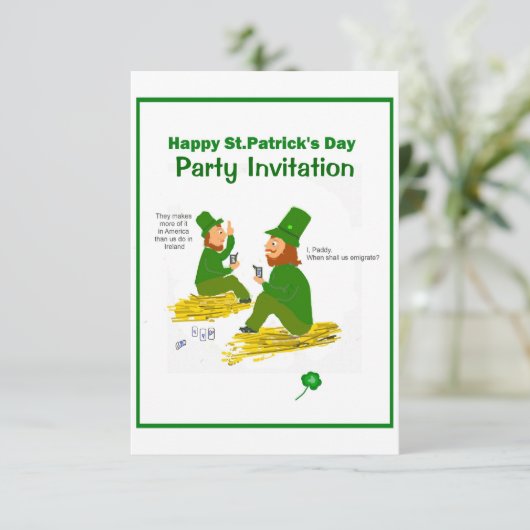 St.Patrick's Day, Green Leprechauns UAWG Einladung (Stehend Vorderseite)