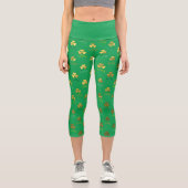 St. Patrick's Day Green mit Gold Kleeblatts Capri Leggings (Vorderseite)