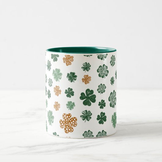 St. Patrick's Day Green Orange Kleeblatt Creative Zweifarbige Tasse (Mittel)