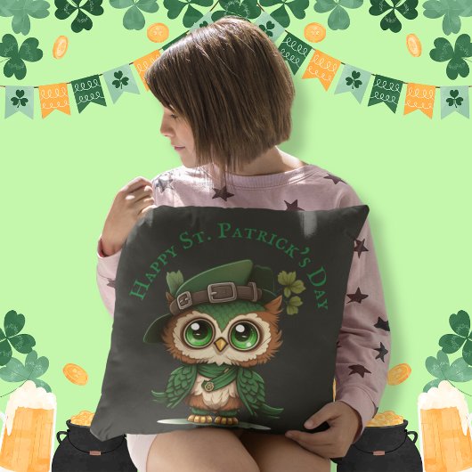 St. Patrick's Day Green Owl Kissen