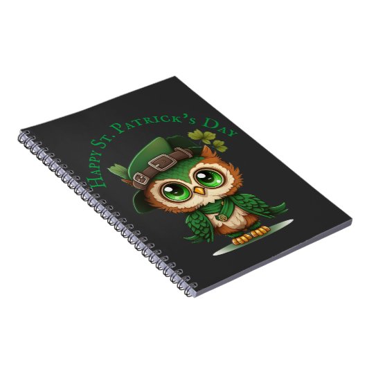 St. Patrick's Day Green Owl Notizblock (Rechte Seite)