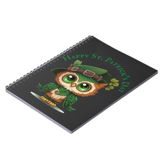 St. Patrick's Day Green Owl Notizblock (Linke Seite)