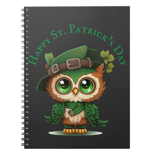St. Patrick's Day Green Owl Notizblock (Vorderseite)