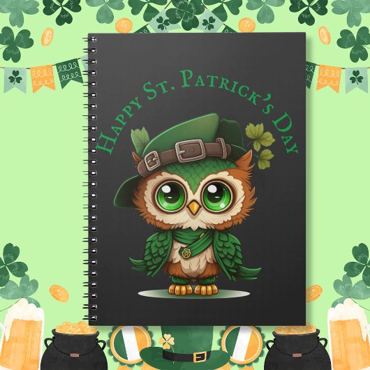 St. Patrick's Day Green Owl Notizblock