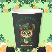 St. Patrick's Day Green Owl Pappbecher