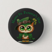 St. Patrick's Day Green Owl personalisiert Button (Vorderseite)