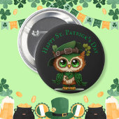 St. Patrick's Day Green Owl personalisiert Button