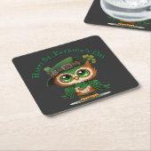 St. Patrick's Day Green Owl personalisiert Rechteckiger Pappuntersetzer (angewinkelt)
