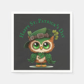 St. Patrick's Day Green Owl personalisiert Serviette (Vorderseite)