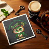 St. Patrick's Day Green Owl personalisiert Serviette