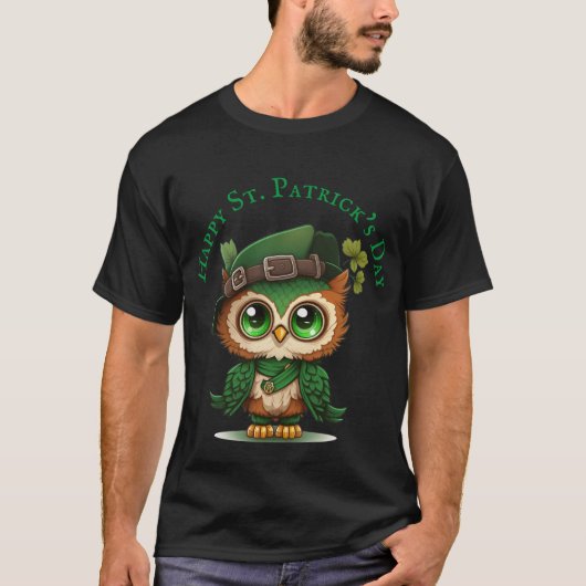 St. Patrick's Day Green Owl personalisiert T-Shirt (Vorderseite)