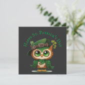 St. Patrick's Day Green Owl personalisierte Flachk (Stehend Vorderseite)