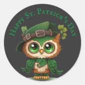 St. Patrick's Day Green Owl Runder Aufkleber (Vorderseite)