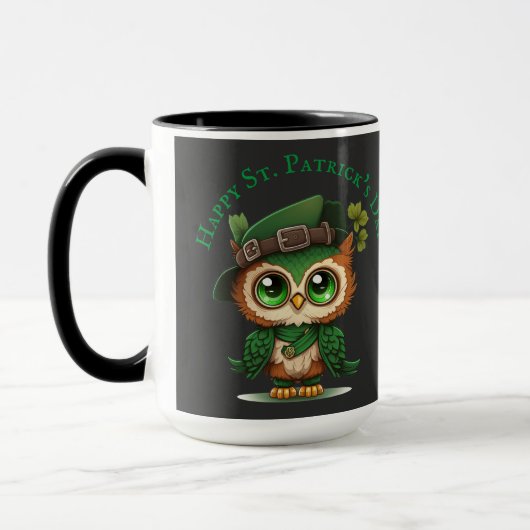 St. Patrick's Day Green Owl Tasse (Links)