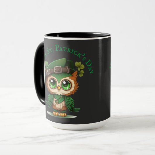 St. Patrick's Day Green Owl Tasse (Vorderseite Links)