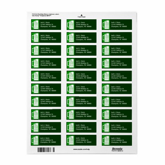 St. Patrick's Day Green Party Beer Address Labels (Vorne)