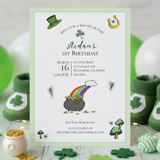 St Patricks Day Green Rainbow 1. Geburtstag Einladung