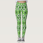 St Patrick's Day Green Raute Lucky Clover Pattern Leggings (Vorderseite)