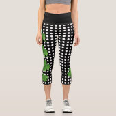 St Patricks Day Green Schwarz-weiß Polka Dot Capri Leggings (Vorderseite)