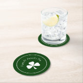 St. Patrick's Day Green shamrock Cute Clover Runder Pappuntersetzer (Vor Ort)