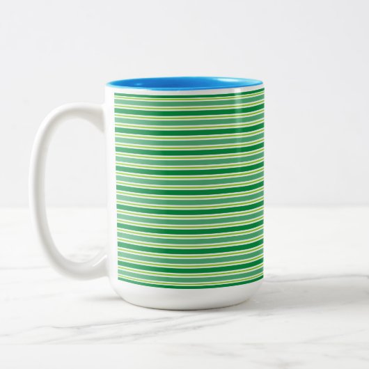 St. Patrick's Day Green Stripes Pattern-54608 Zweifarbige Tasse (Links)