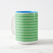 St. Patrick's Day Green Stripes Pattern-54608 Zweifarbige Tasse (Vorderseite Links)