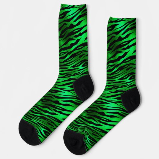 St. Patrick's Day Green Tiger Streifen Socken (Linkes Detail)