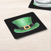 St Patrick's Day Green Top Hat auf Black Rechteckiger Pappuntersetzer (angewinkelt)