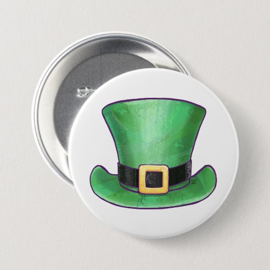St Patrick's Day Green Top Hat Button (Vorne & Hinten)