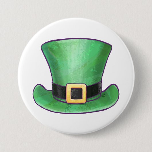 St Patrick's Day Green Top Hat Button (Vorderseite)