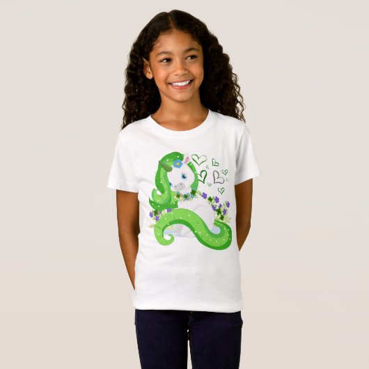 St. Patrick's Day Green Unicorn Clover Hearts T-Shirt (Vorne ganz)