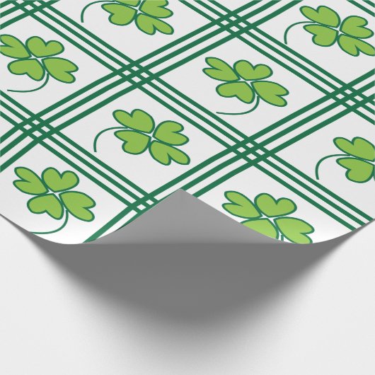 St Patricks Day Green Vierblättriges Kleeblatt Pat Geschenkpapier (Ecke)
