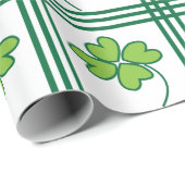St Patricks Day Green Vierblättriges Kleeblatt Pat Geschenkpapier (Rolleneckpunkt)