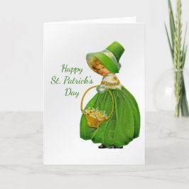St. Patricks Day Green Vintag Irish Girl Feiertagskarte