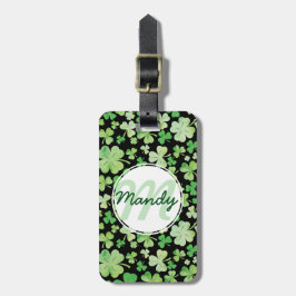 St Patricks Day Green Watercolor Kleeblatt Muster Gepäckanhänger