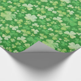 St Patricks Day Green Watercolor Kleeblatt Muster Geschenkpapier