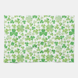 St Patricks Day Green Watercolor Kleeblatt Muster Geschirrtuch