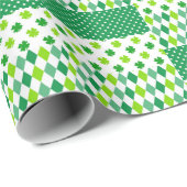 St. Patrick's Day Green White Clover Kleeblatt Ges Geschenkpapier (Rolleneckpunkt)