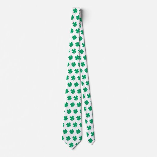St Patrick's Day Green White Kleeblatt Geschenk Ge Krawatte (Vorderseite)