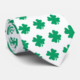 St Patrick's Day Green White Kleeblatt Geschenk Ge Krawatte