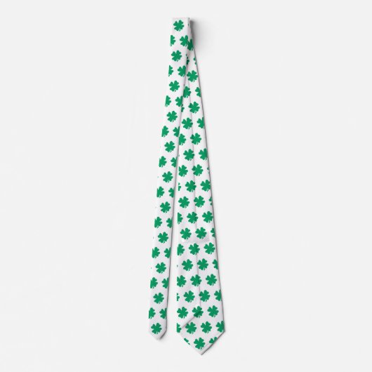 St Patrick's Day Green White Kleeblatt Geschenk Ge Krawatte (Rückseite)
