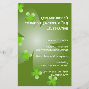 St. Patrick's Day Greenfee Party kleine Veranstalt Flyer