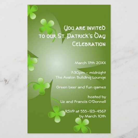 St. Patrick's Day Greenfee Party kleine Veranstalt Flyer (Vorne)