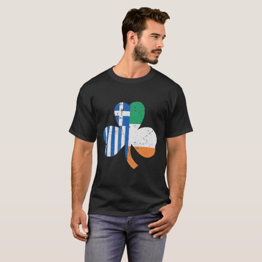 St. Patrick's Day Griechische Flagge Irland Griech T-Shirt (Vorne ganz)