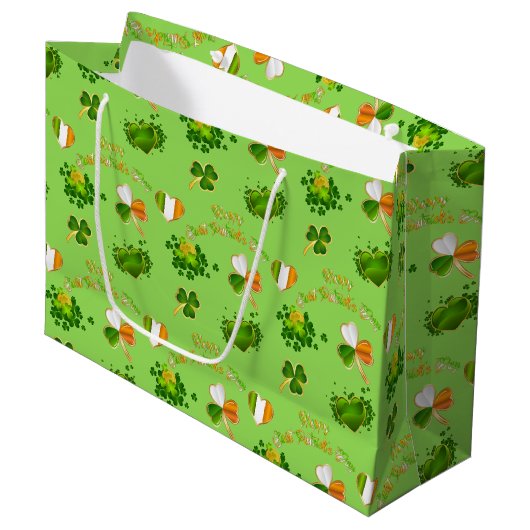 St. Patrick's Day Große Geschenktüte (Vorderseite Schrägansicht)