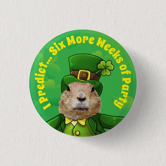 St. Patrick's Day Groundhog Party Animal Button (Vorderseite)